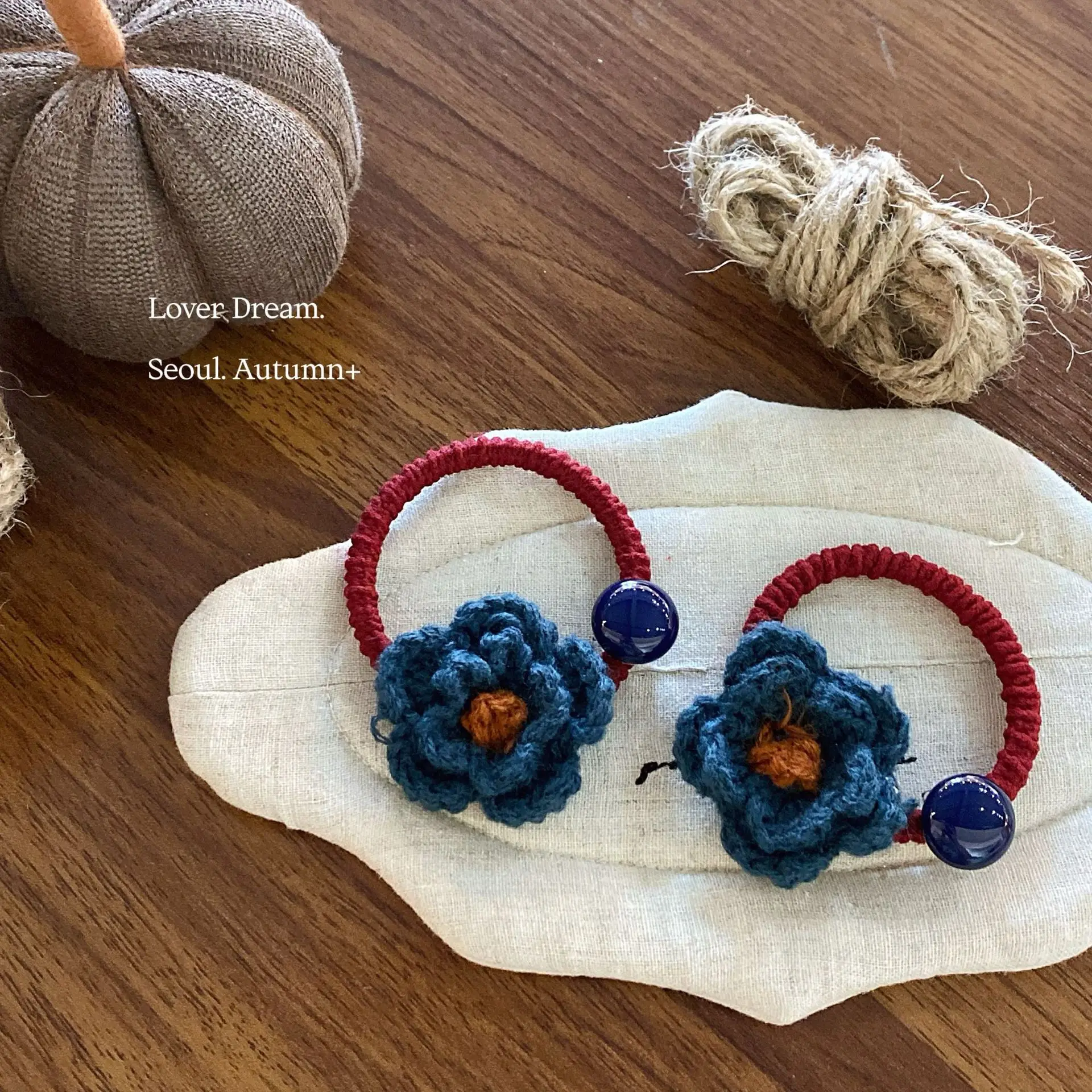 Knitted Flower Hair Tie for Women High Elasticity Colorful Yarn Korean Style Cute Ponytail Elastic Band Daily Lightweight Non
