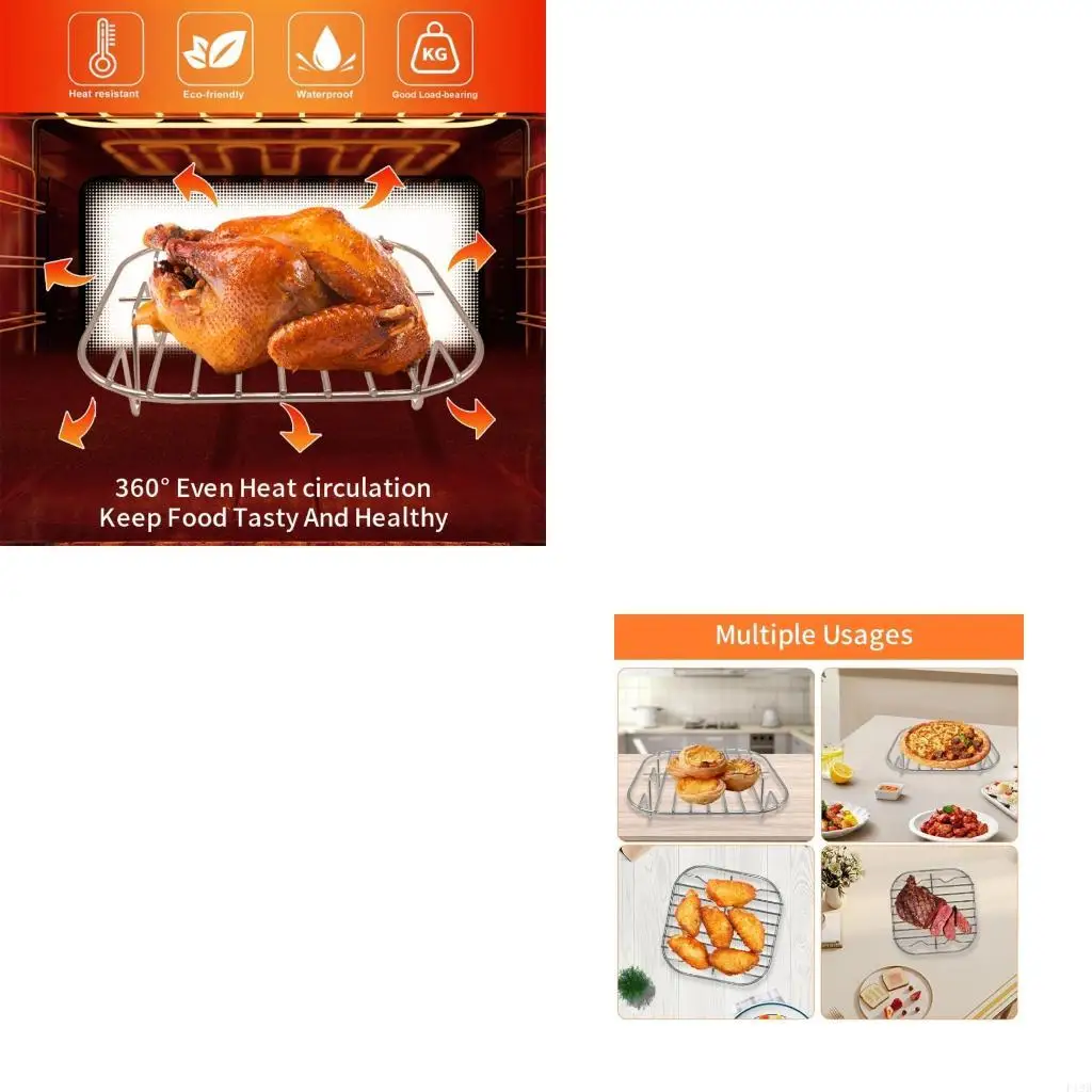 F19B Safe Air Fryers Rack Steel Meshes Grids Promotes Even Heat Distribution Universal Use