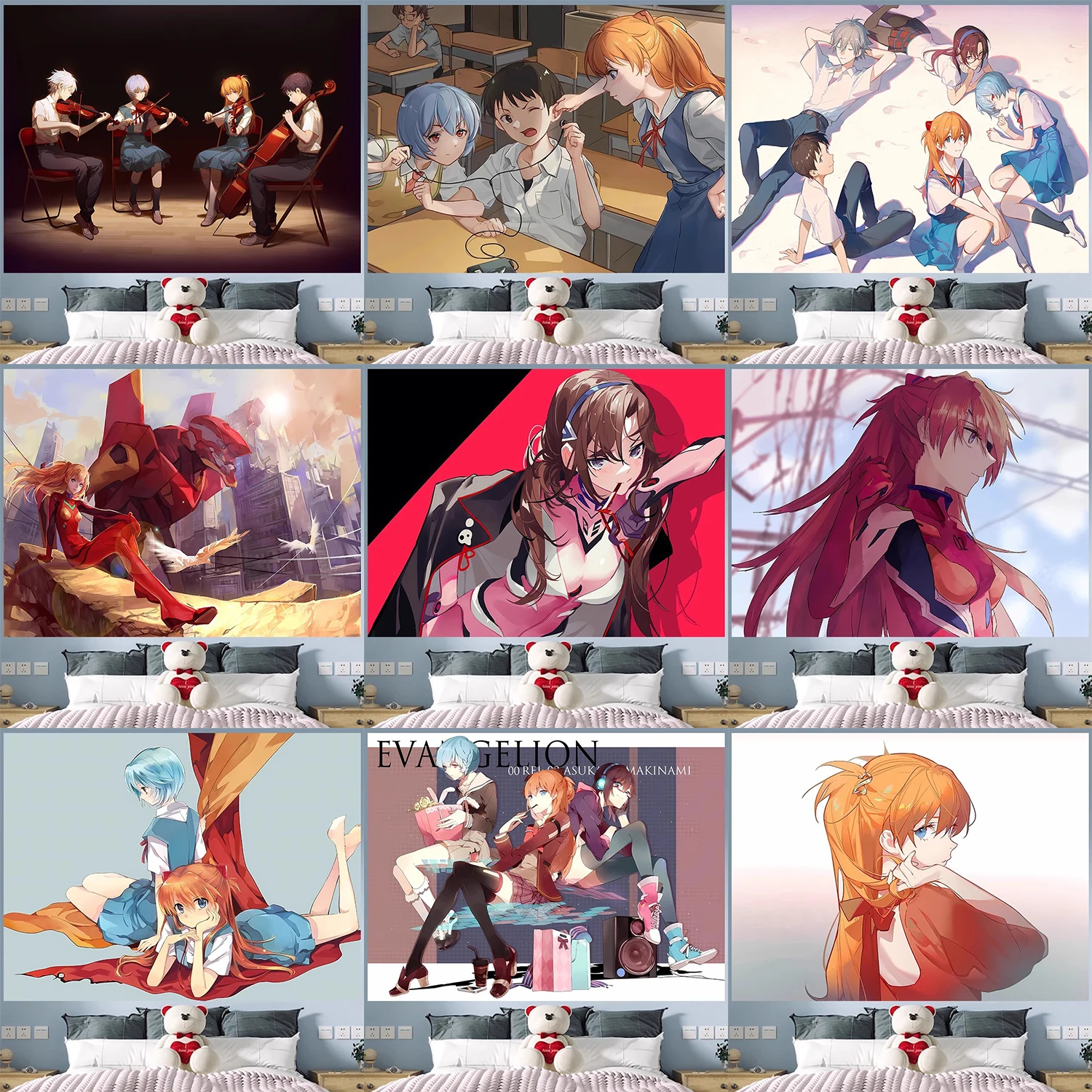 

Neon Genesis Evangelion AyanamiRei Asuka Background Cloth Girl Birthday Party Decorations Photography Background Shower Supplies