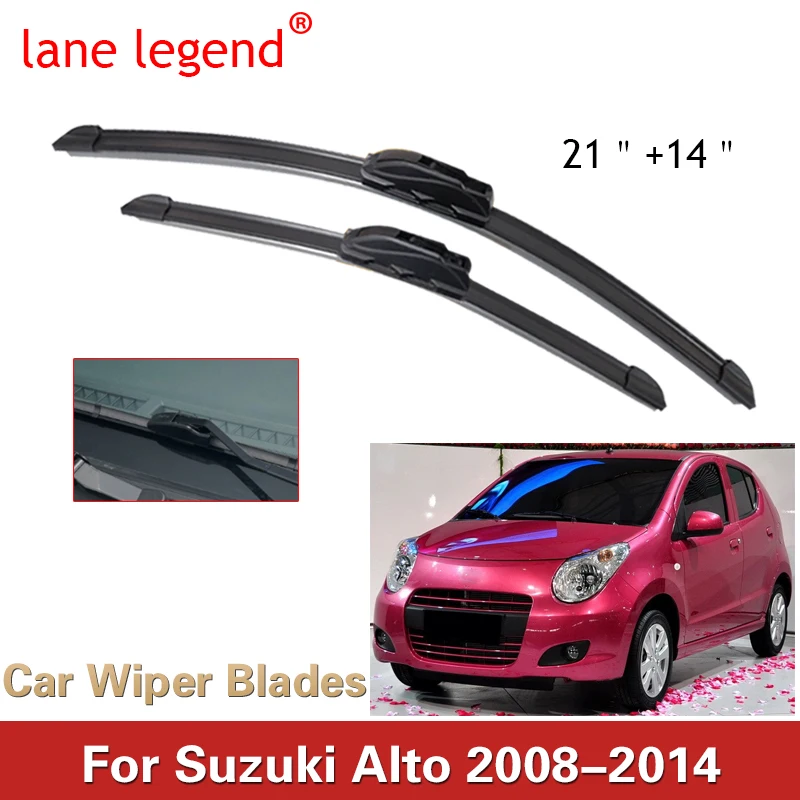 2 pçs/set LHD Lâminas de limpador dianteiras para Suzuki Alto 2008-2014 Limpadores de pára-brisas Acessórios de carro Fit U Gancho Arms 21 