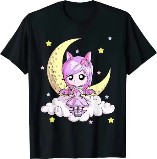 Kawaii Pastel Goth Chibi Girl Bat Wings Cute Creepy Anime T Shirt SweaT 27390