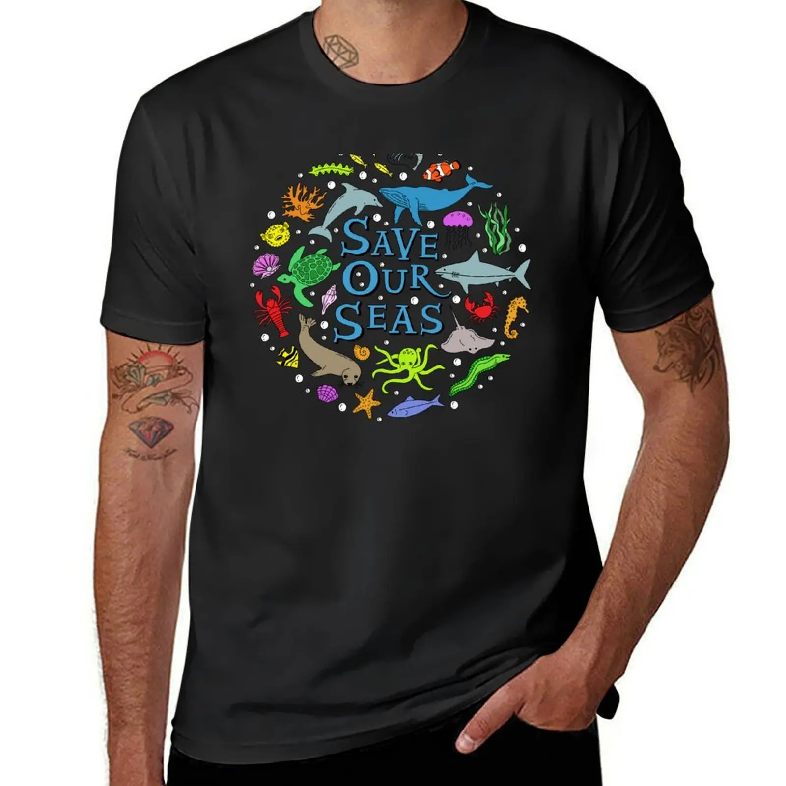 Save Our Seas Save The Ocean Marine Conservation Illustration T-Shirt sublime plus size tops mens clothes