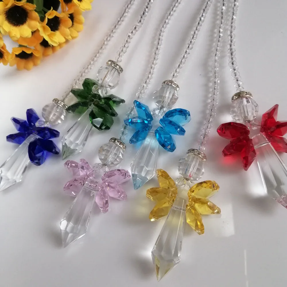 

2PCS Hanging Wind Crystals Handmade Angel Crystal Beads Suncatcher 38mm Pendants Prismatic Figurine Window Home Room Decorations