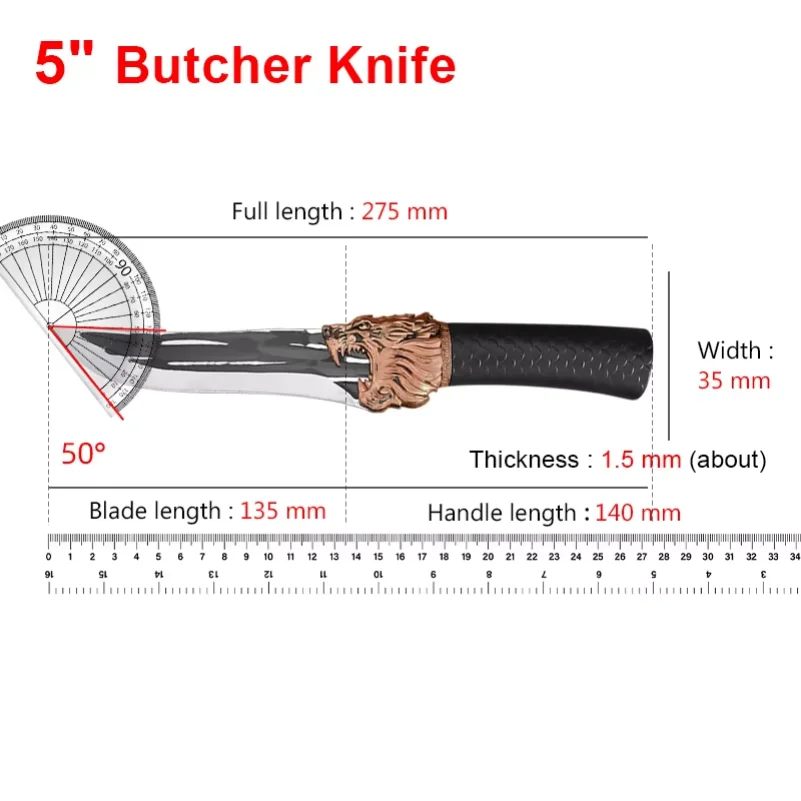 Meat Cleaver Forged Kitchen Knife Chef Slicing Meat Fish Fruit Sharp Buther Boning Knife Plastic Handle Utility Knives Cutter