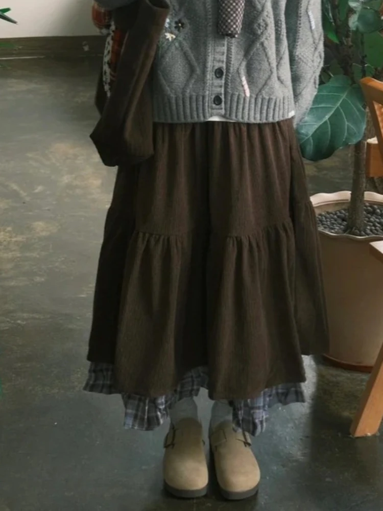 

Эстетическая уличная одежда 2000-х годов, шикарная длинная юбка, женская новая Y2k, винтажный дизайн, юбка-тортик, модная свободная корейская популярная одежда в стиле Харадзюку