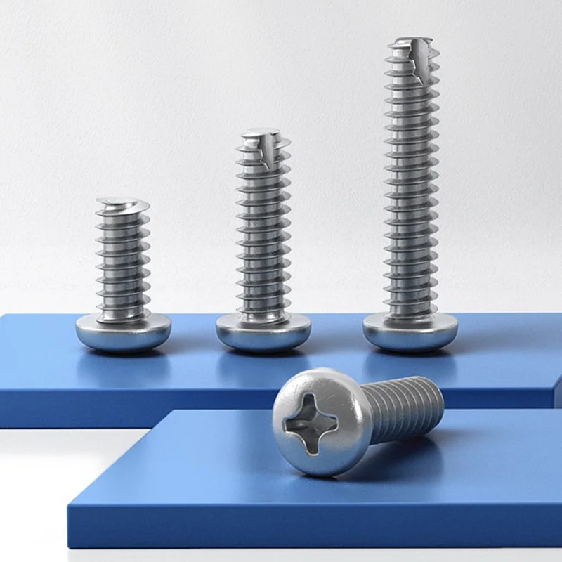 100pcs M1.4-M5 304 Stainless Steel Phillips Pan Head Thread Cutting Self Tapping Screws