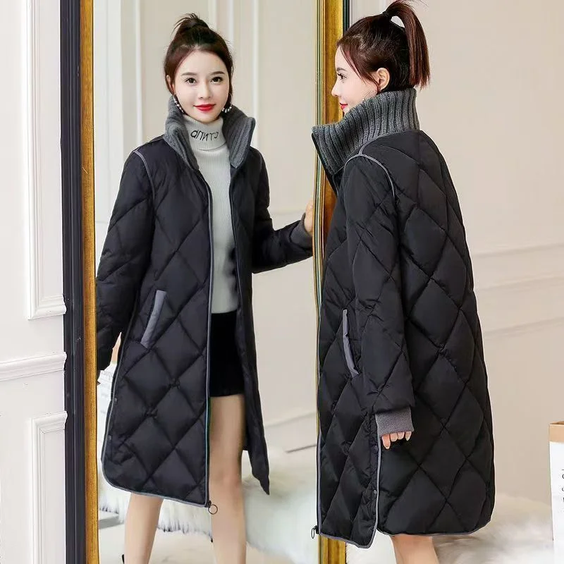 

Coat Cotton-padded Jacket Loose Over-the-knee Turtleneck Coat Cotton-padded Jacket Women Long Winter Clothes New Thin Plus Size