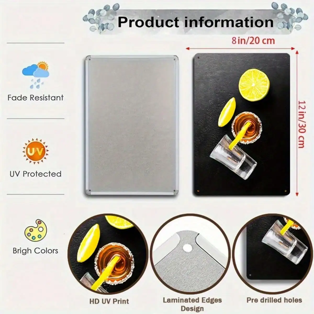 1PC Lemon Honey Drink Tin Sign - Bar/Kitchen Wall Decor, Vibrant Metal Art, 8x12 Inches/20x30 Cm