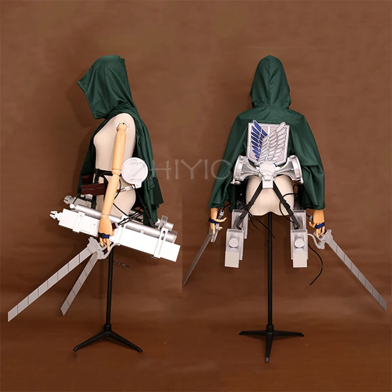 Attack on Titan Cloak Shingeki No Kyojin Survey Corps Cloak Levi Eren Cosplay Props Green Cotton/Thickiy Ronior Hooded Cape