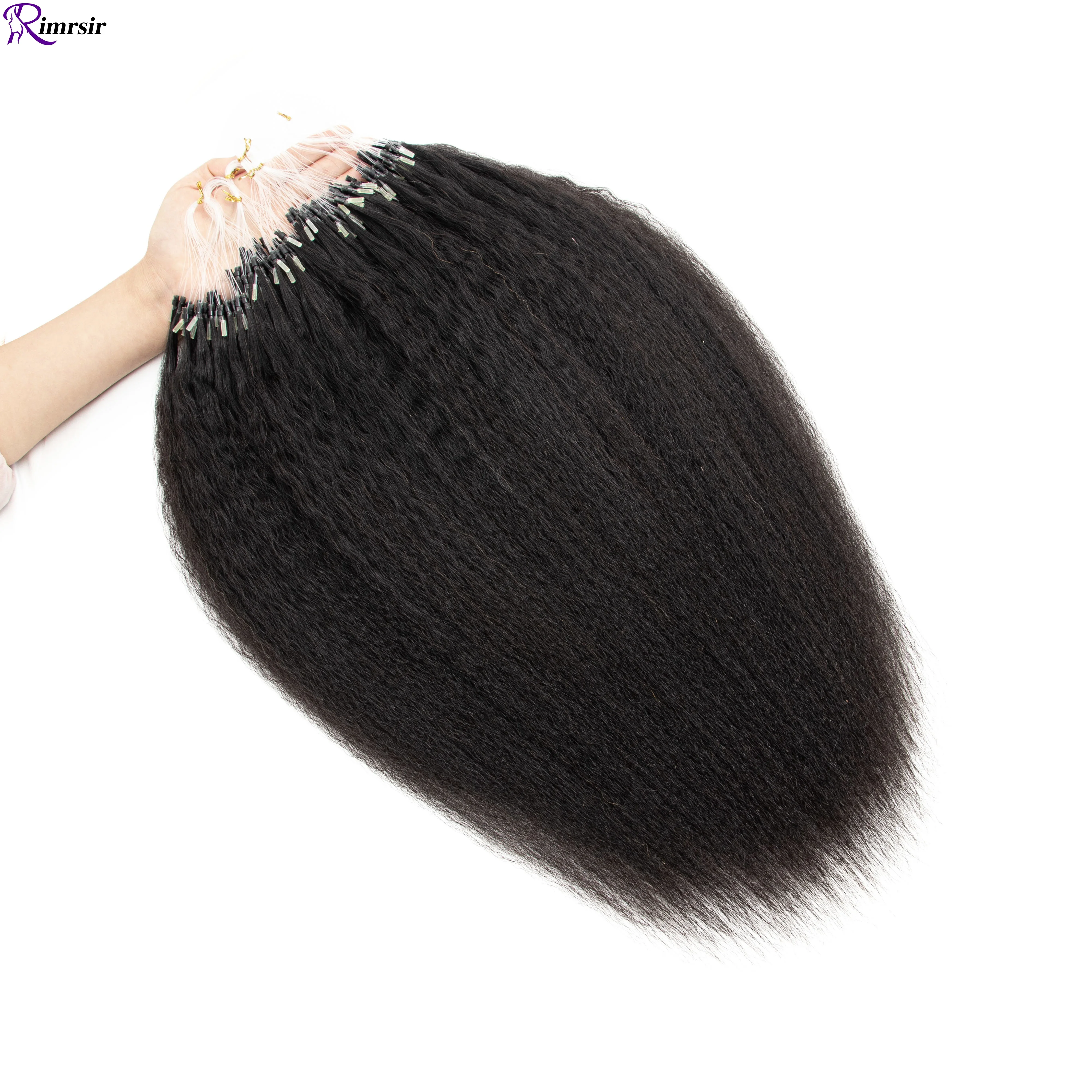 Micro Loop Kinky Straight Human Hair Extensions for Women 12