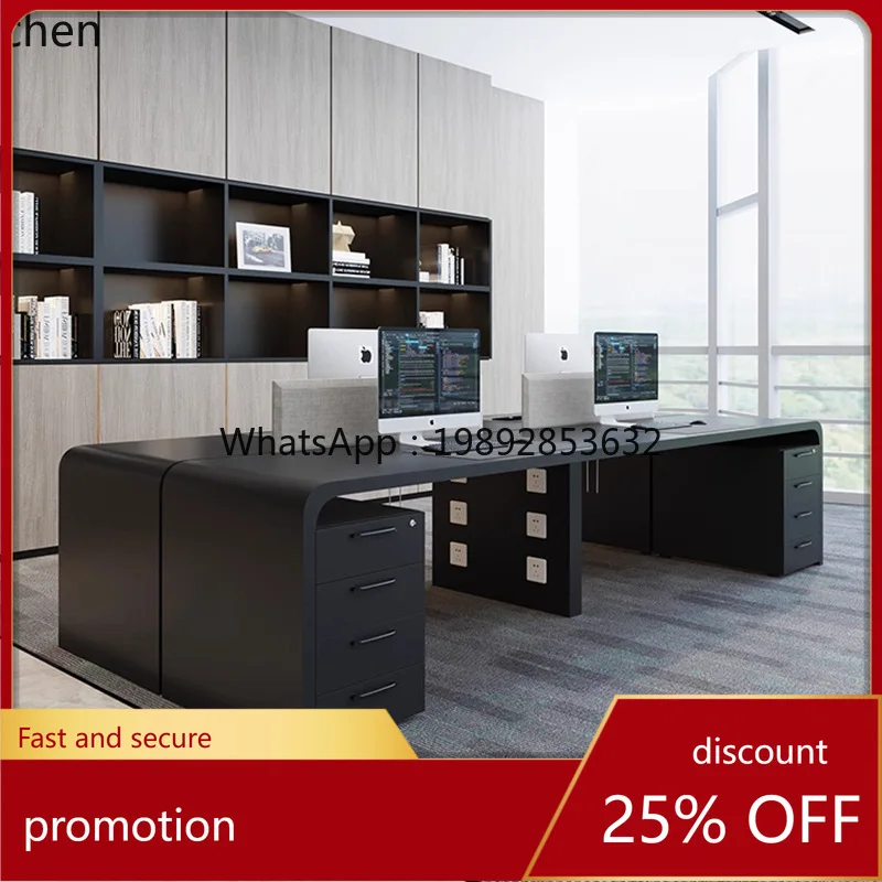 HT Simple Modern Employee  High-end Computer  Multi-seat Financial Employee Desk Staff Office Desk and Chair Set