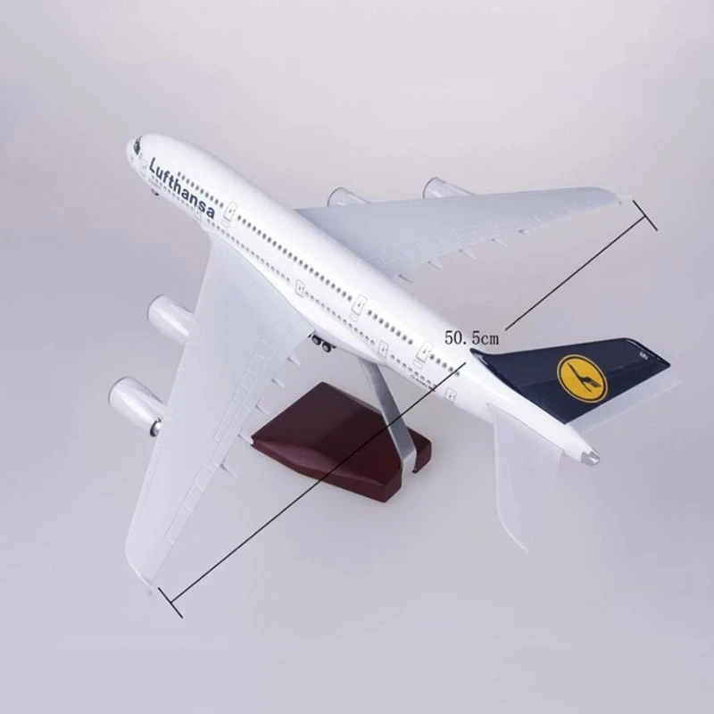 47CM A380 Lufthansa Airlines Model Plane 1:160 Diecast Airplanes Model Airplane with Lights and Wheel Aircraft Model for gift