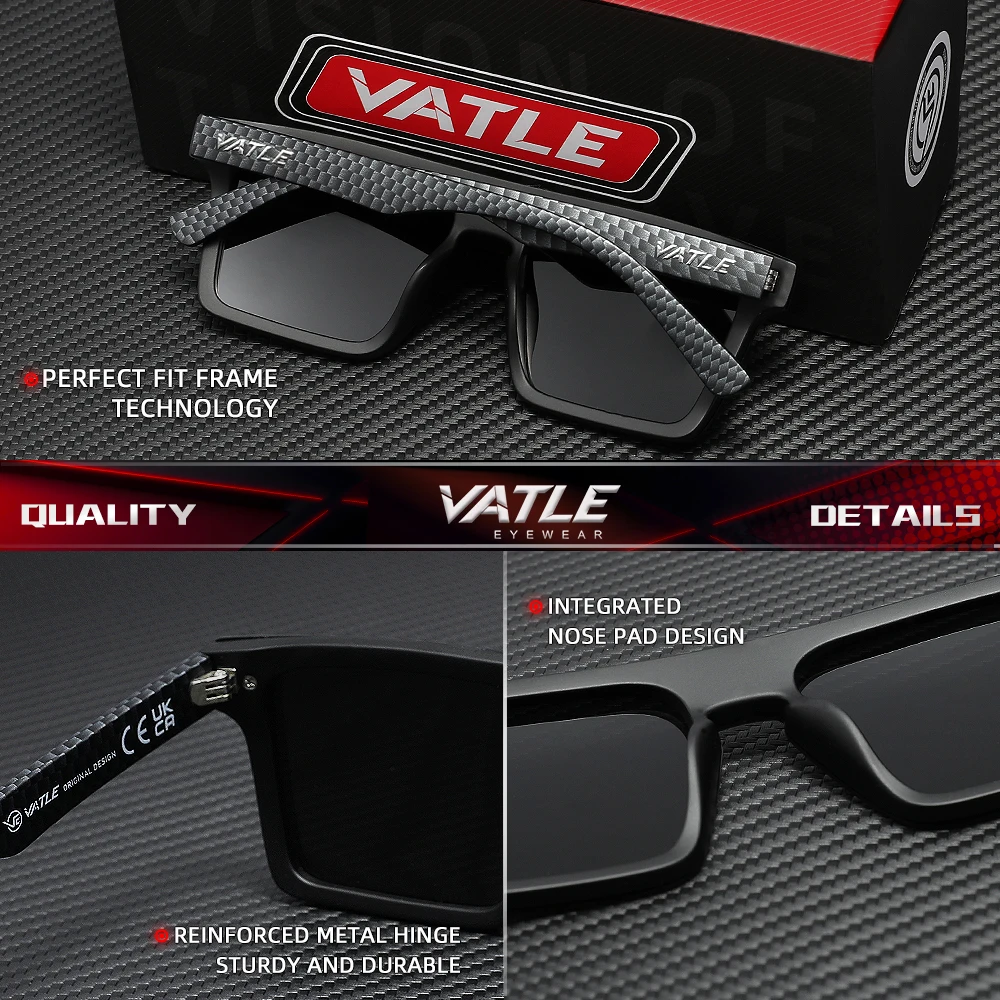 VATLE Übergroße rahmenlose Sonnenbrille, klassische Luxus-polarisierte Brille, Herren-Freizeit-Sportbrille, UV400 – Detail 2