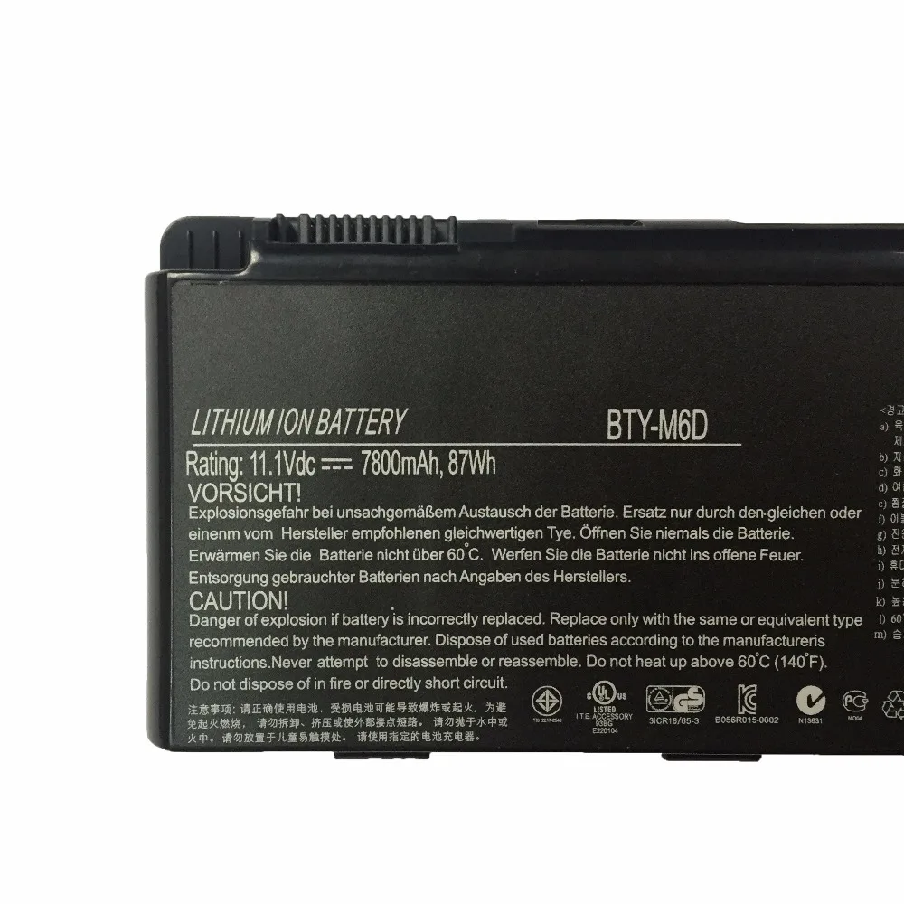 Imagem -04 - Original Bateria do Portátil para Msi Gt70 Gt780 Gt60 Gt70 Gx660r E6603 Gx660 Gx680 95716fxxp-101 11.1v Bty-m6d 87wh Novo