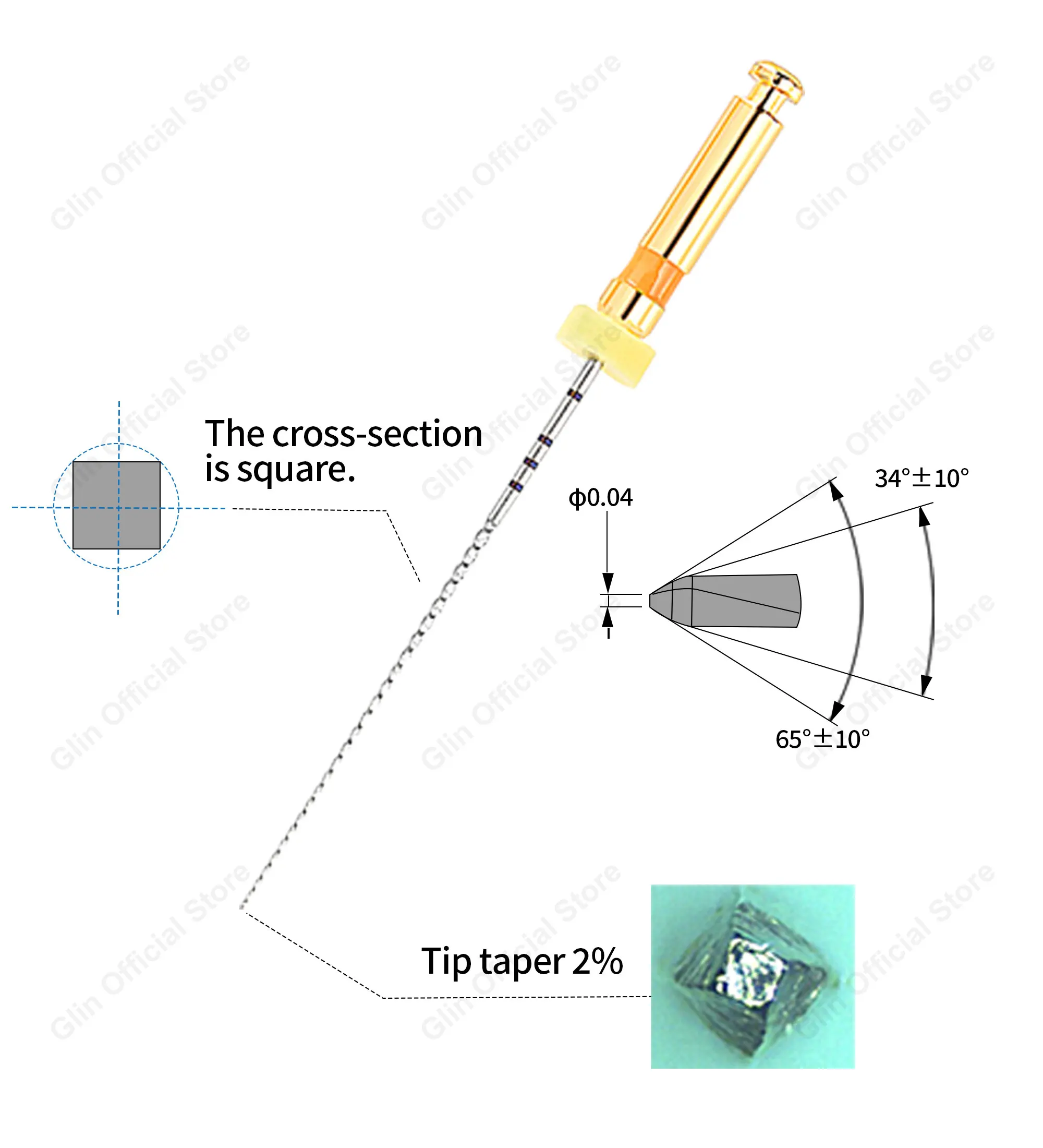 Glin Zahnaufhellungs-Dentalinstrumente: Endo-Rotationsfeilen, Endodontische Feilen, Dental-Endomotorfeilen, Path Glide Feilen für die Zahnmedizin – Detail 5