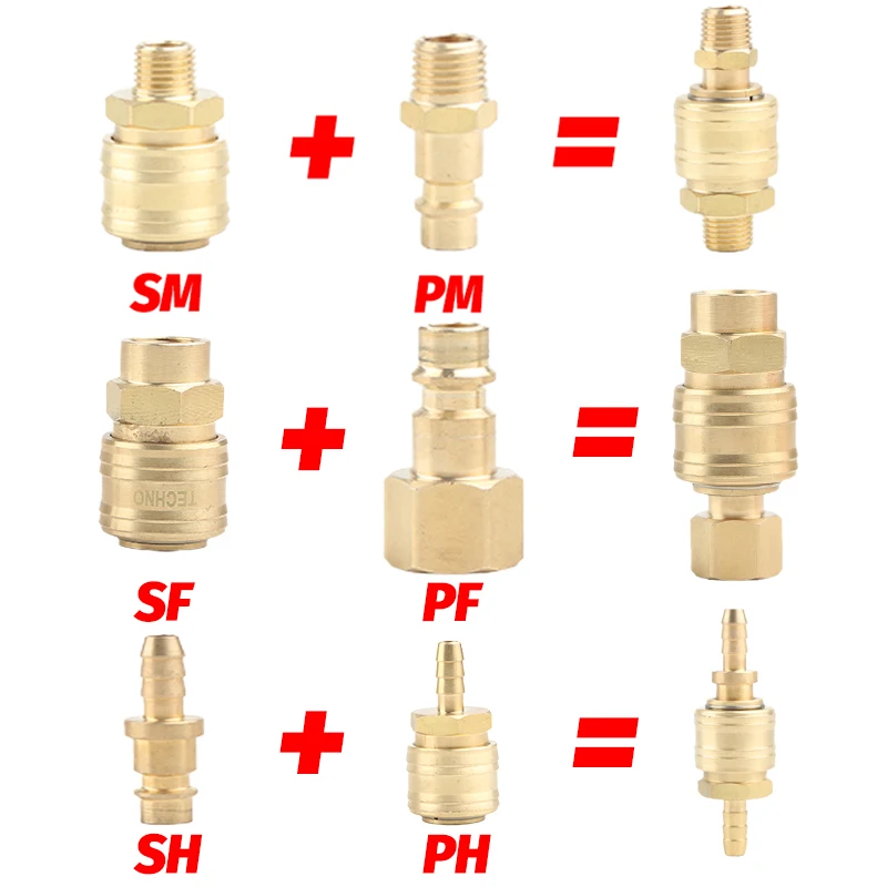 German Standard German Style Pneumatic Fitting Quick Coupling Connector Coupler For Air Compressor PF20+SF20 PM20+SM20 PH20+S20