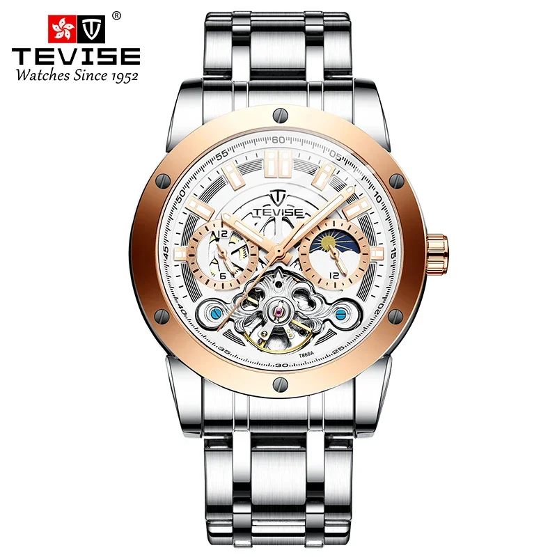 

Top brands men's watches Men's stainless steel automatic mechanical watch tourbillon skeleton watch Relogio Masculino