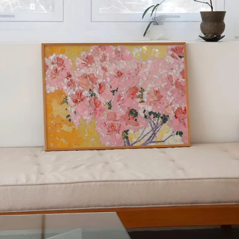 

Nordic Fresh Style Red Flower Canvas Poster – Pink Floral Painting for Dining Room or Girl's Bedroom Wall Decor Home Decoration
