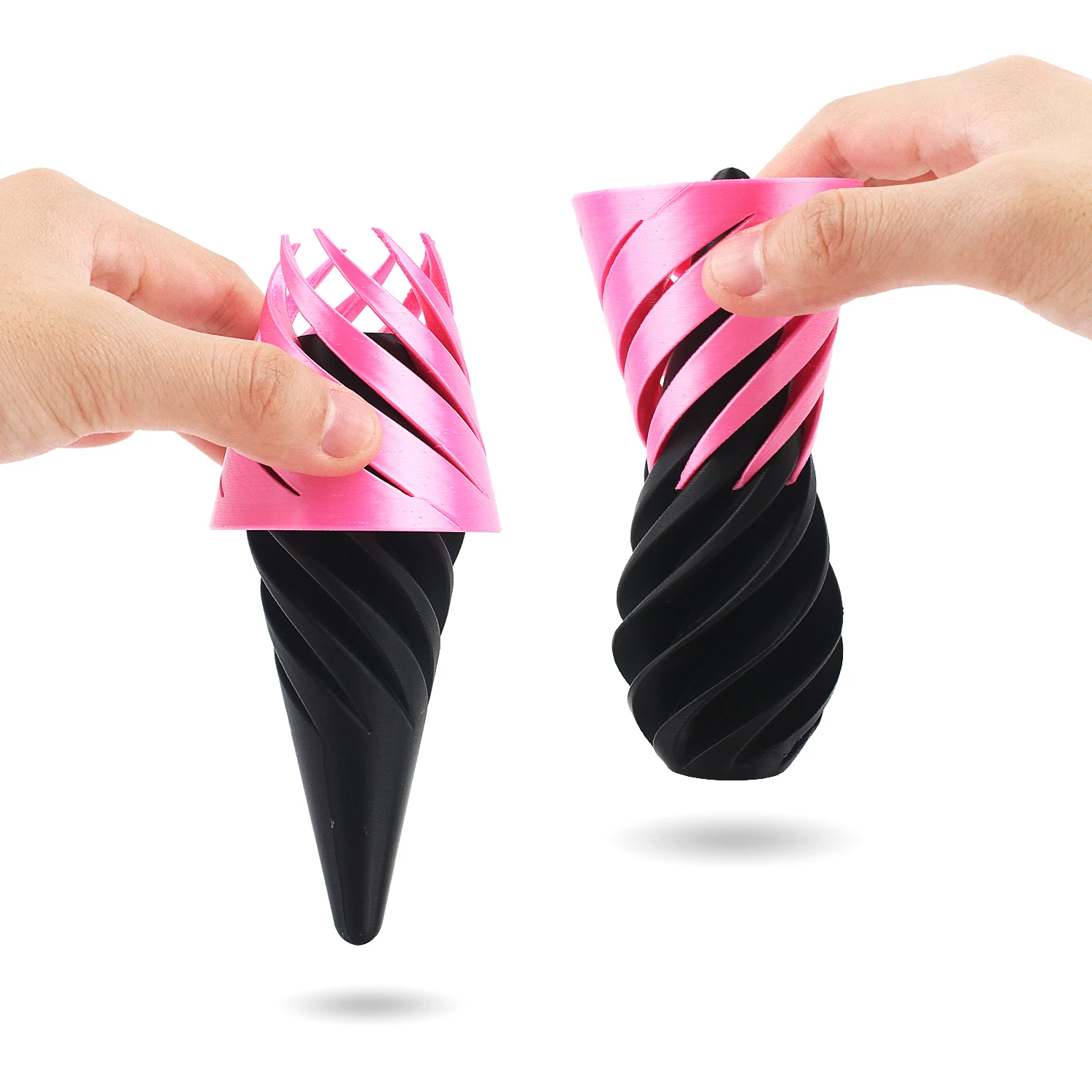 Jouet de décompression pour adulte, musique rotative imprimée en 3D, jouet d'épissure bicolore conique du bout des doigts, ornement de bureau