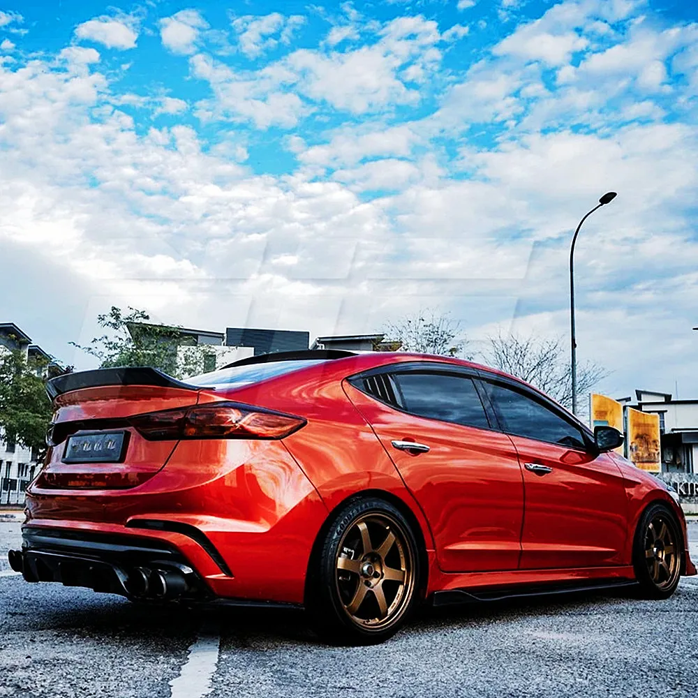 For Hyundai Elantra 2016 2017 2018 2019 Bodykit Car Rear Trunk Lid Black Carbon Spoiler Wings Exterior Tuning Accessories Part