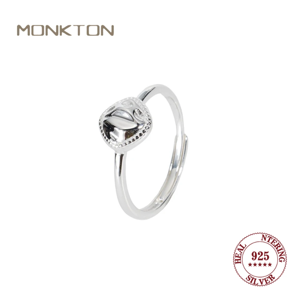 

Monkton S925 Sterling Silver Adjustable Open Ring Unique Geometric Square Ring for Women Fashion Minimalist Jewelry Accessories