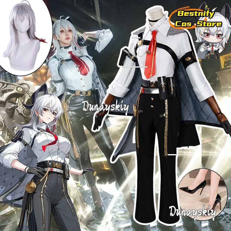 КосплейWuthering Waves Zani Косплей Костюм Сексуальная накидка с галстуком Костюм Брюки Головные уборы Рог Серьги Костюм Zani Ролевая игра Маскировка для взрослых