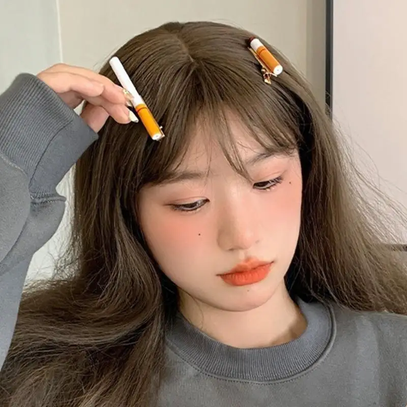 2PCS/Bundle Comical Cigarettes Shaped Hairpins Trendy Festival Hairstyle Accessory Collection 