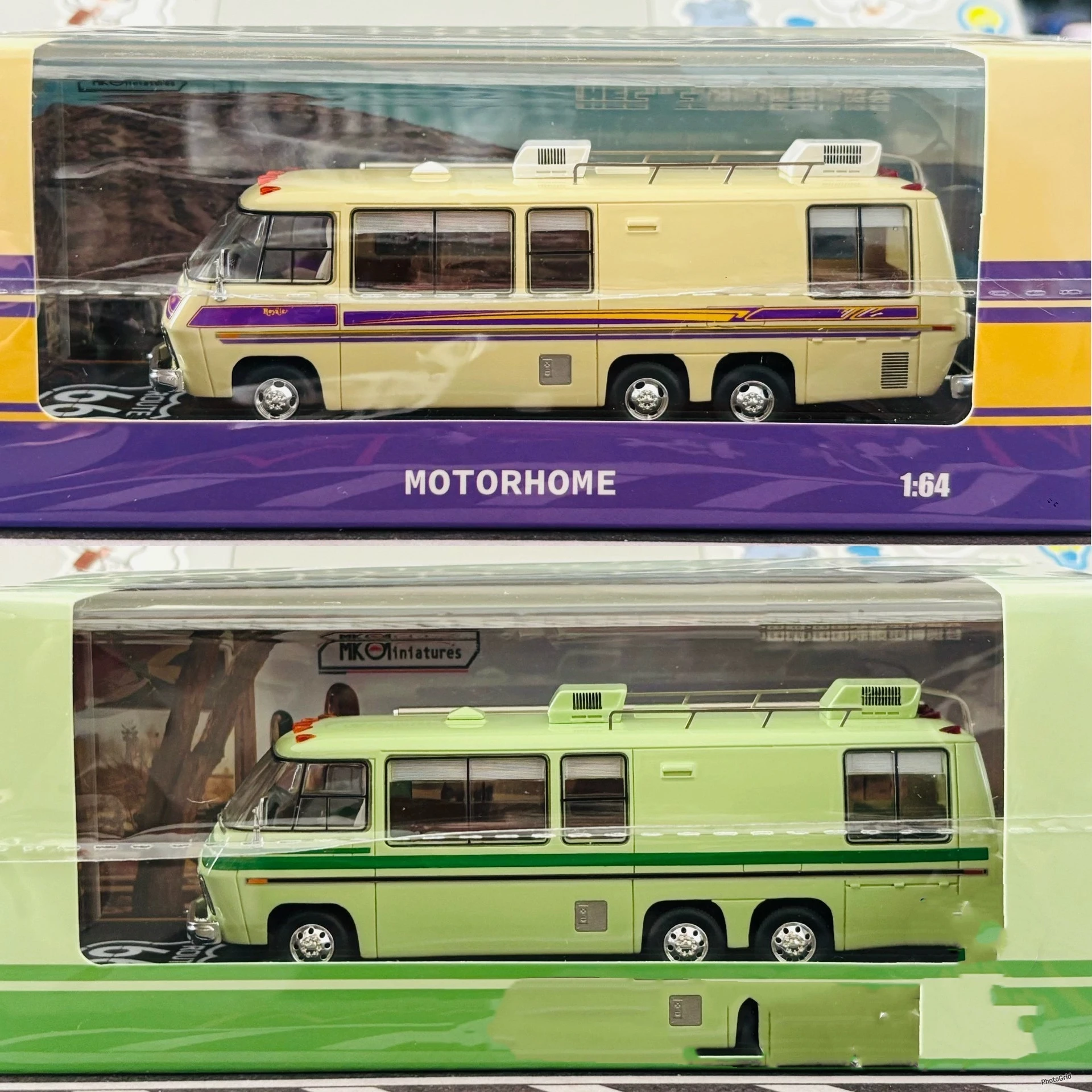MK RV North Exhibition Limited HEC GMC Motorhome RV 1:64 Resin body, plastic Windows, rotatable tires