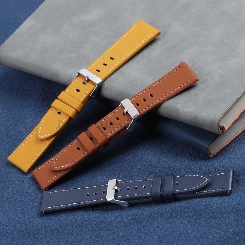 20 มม.22 มม.สายนาฬิกาหนังแท้สําหรับนาฬิกา Huawei GT4/3 Pro สําหรับ Amazfit GTR สร้อยข้อมือ QUICK RELEASE ผู้ชายผู้หญิงสายรัดข้อมือ