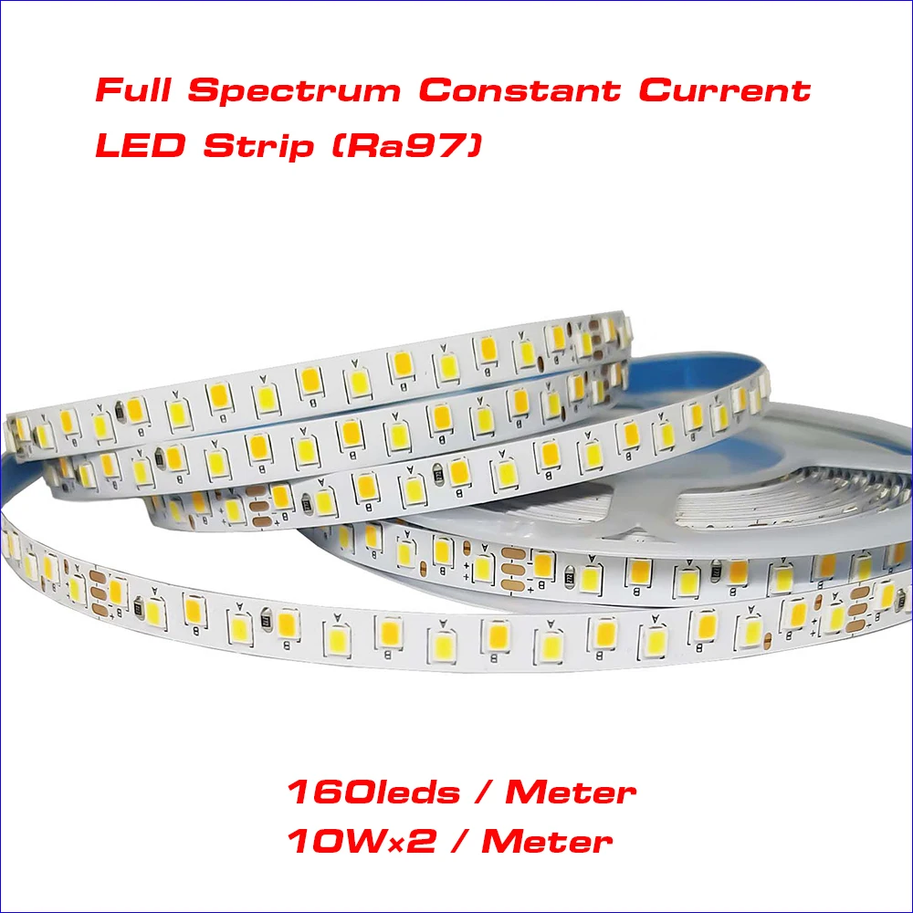 

COMPYI 5meters Constant Current full spectrum eye prtection LED Strip 10W×2/Meter SANAN Chip 2835-160D-7mm By Ra97