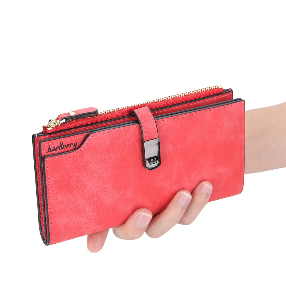 

New Long Women Wallets With Coin Zipper Pocket Large Capacity PU Leather Credit Card Holder Ladies Purses Female Pink Wallet