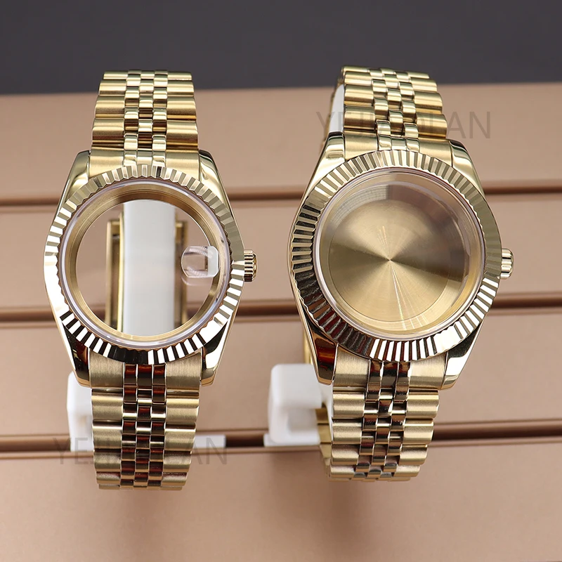 

36mm/40mm Fluted Watch case strap Sapphire Glass Watch housing For Nh34 Nh35 Nh36 38 Miyota 8215 Movement 28.5mm Dial Datejust