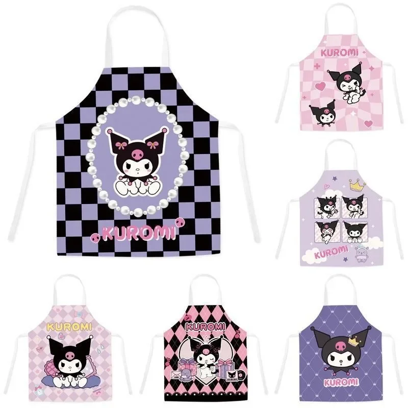 Cute Sanrio Kuromi apron Kawaii parent-child apron restaurant kitchen cooking baking anti-fouling home cleaning tools