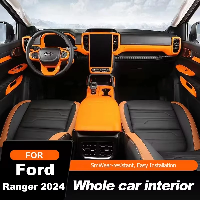 Car Trim Panel Raptor Orange Car Key Armrest Cover Center Control Panel Car Row Headgear Interior for Ford Ranger 2023 2024 2025