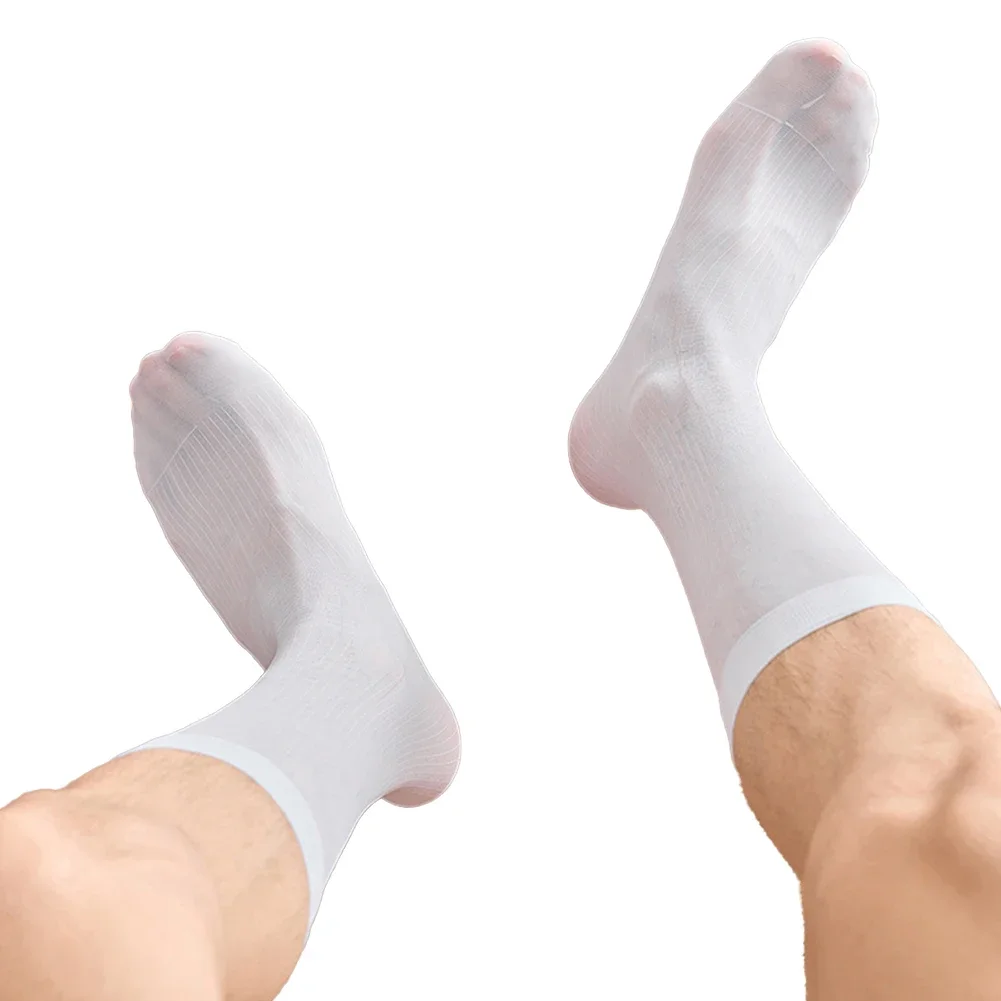 For Business Events Mens Tube Socks Breathable Striped Nylon Socks Tube Socks Sheer Dress Socks Breathable Stockings