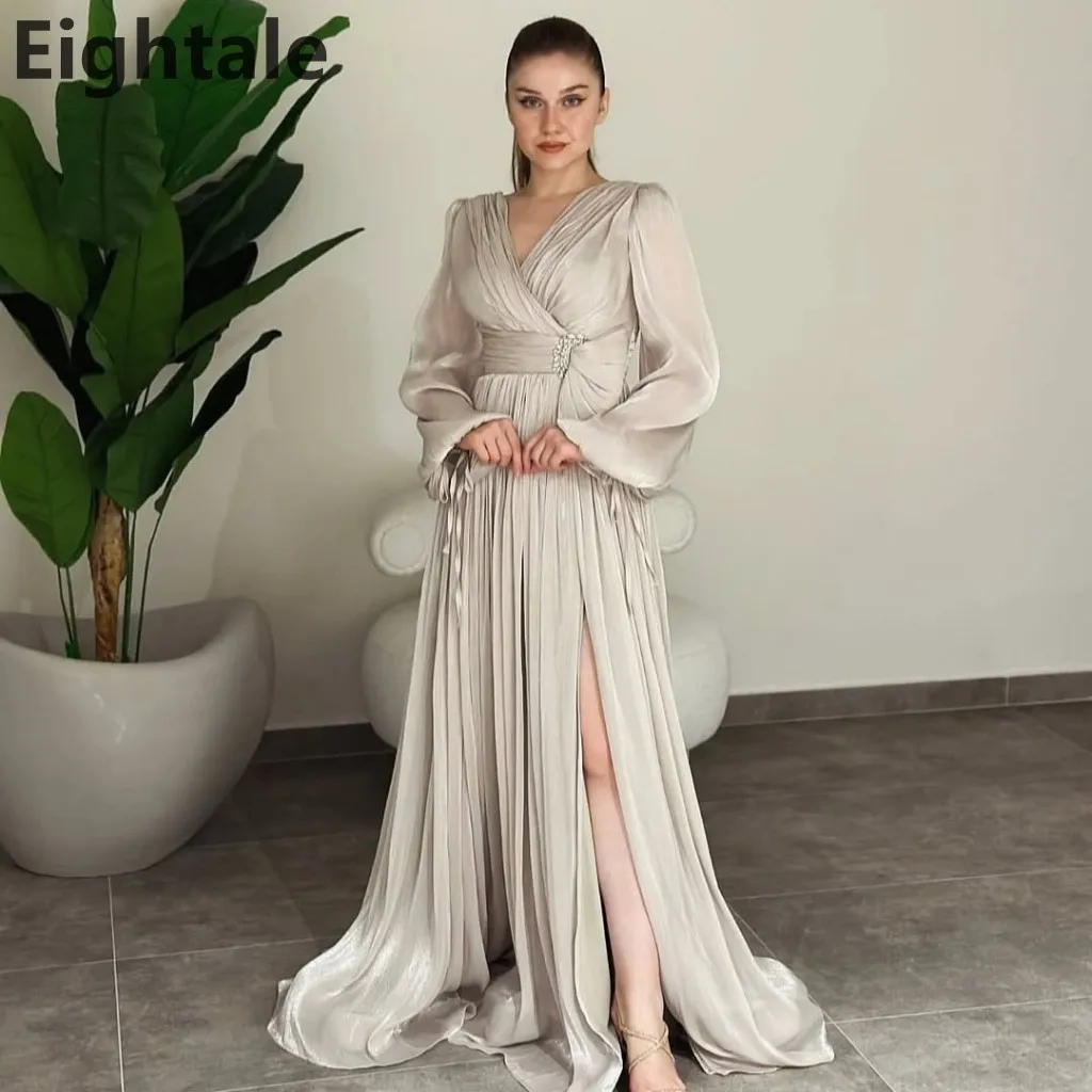 Eightale 2025, A-Linie, Maxi-Abendkleid, langärmelig, für Hochzeit, Party, formelles Abschlussballkleid, Dubai-Partykleid, individuell