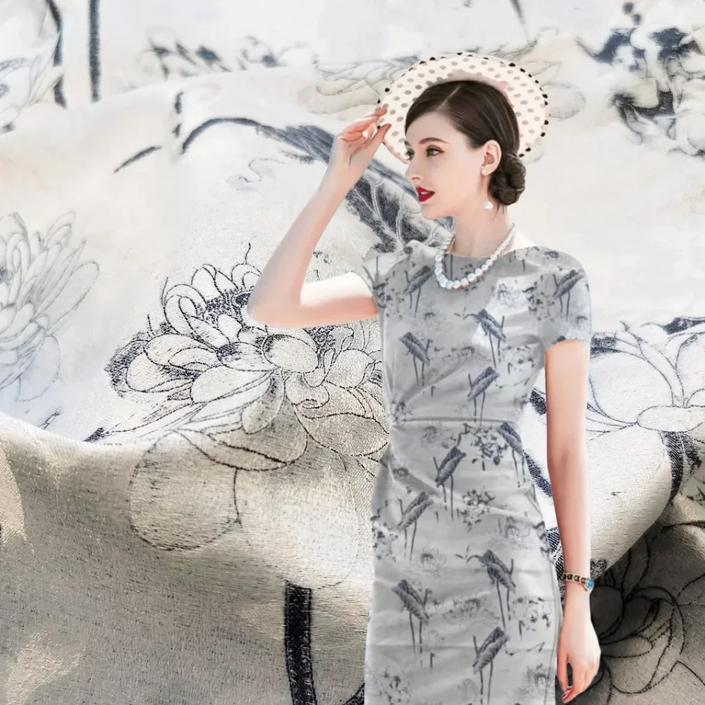 

Китайская окрашенная в пряже жаккардовая парчовая ткань для юбки лотоса, костюма, модная ткань, материал для шитья своими руками