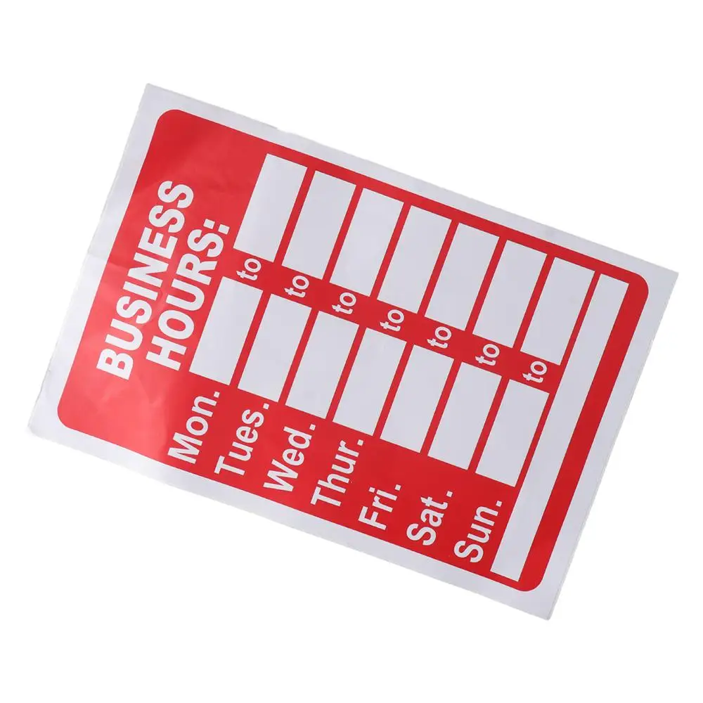 Sticker Business Store or Office Open Signs Waterproof Business Hours Sign Sunscreen