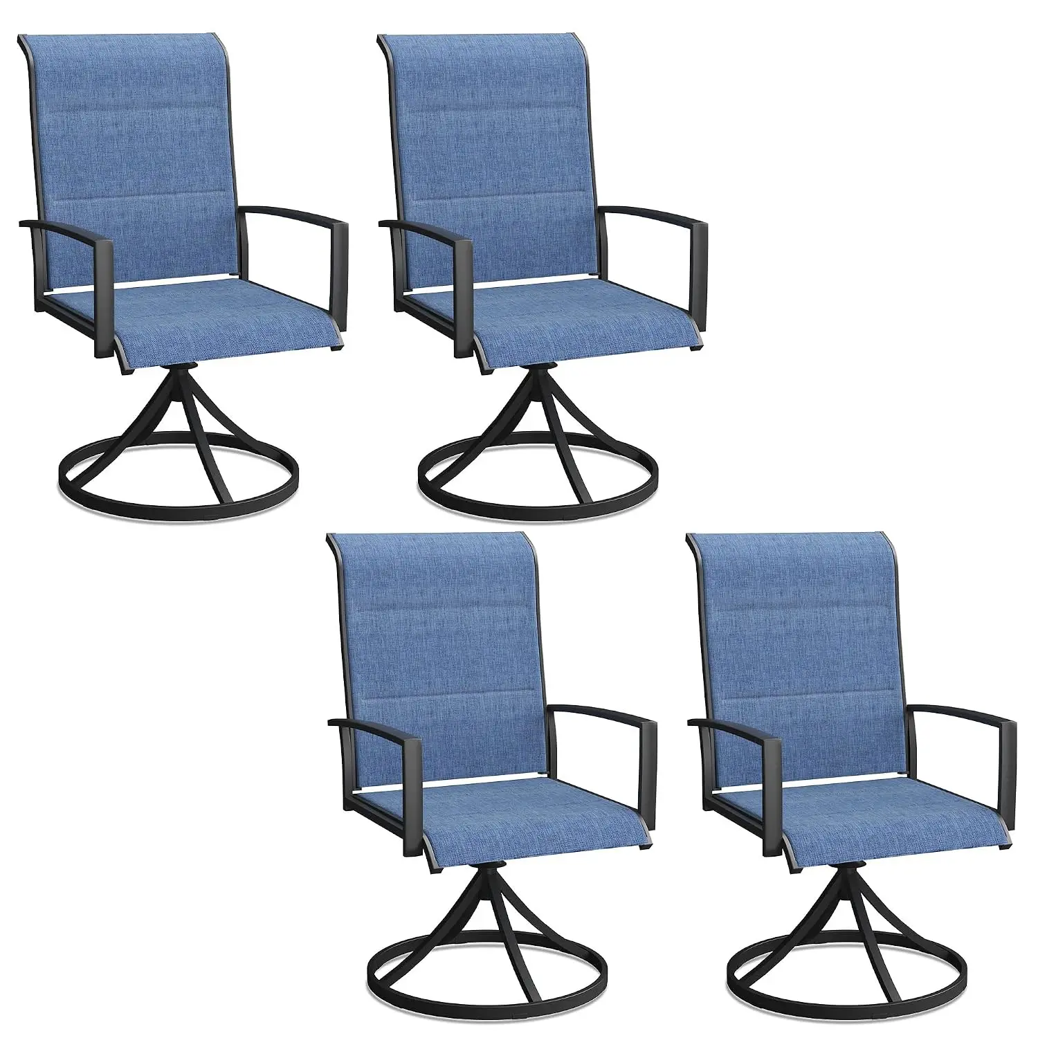 Swivel Patio Chairs 4-Pack, All Weather Outdoor Dining High Back Padded Textilene Mesh Metal Frame Garden Backyard, Customized