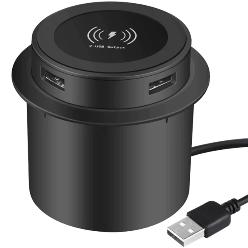 شاحن SCLS اللاسلكي السريع - شاحن لاسلكي سريع مدمج لسطح المكتب مع منفذ USB بقدرة 30 وات عالمي