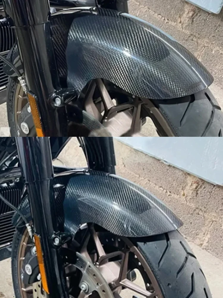 Uitlaat van carbon fiber voor Harley Davidson Touring modellen 2009-2025, carbon voorspatbord voor Harley, echt voorspatbord. - afbeelding 2