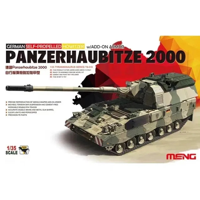 Meng TS-019 1:35 Scale PZH Panzerhaubitze 2000 Self Propelled howitzer w/Add-On Armor Plastic Assembly Model Building Kit