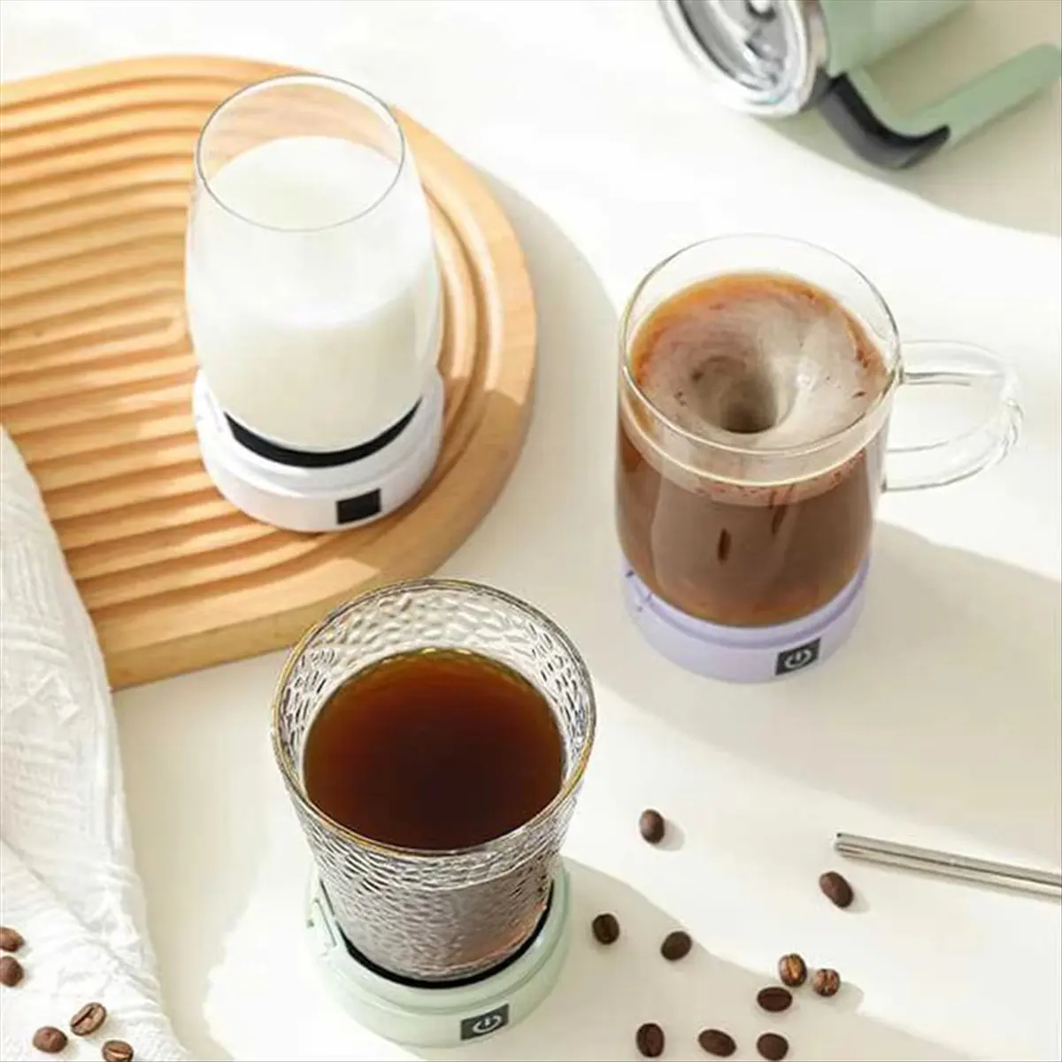 Rechargeable Stainless Steel Coffee Mug - Magnetic Mixer, Electric Stirring Tumbler with Rotating Magnetic Technology &LICG