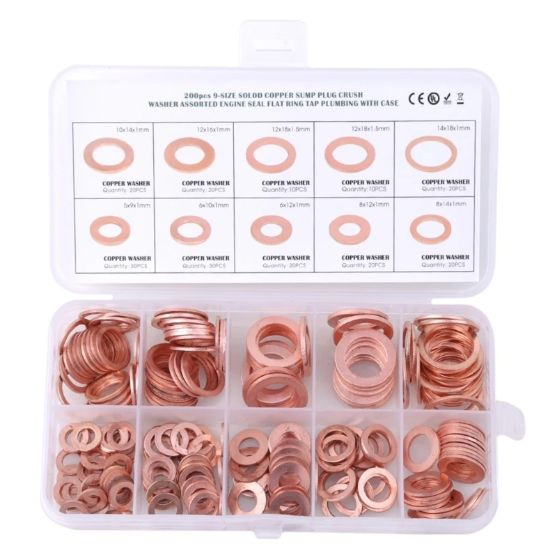 200Pcs Metal Oil Drain Plug Crushes Washer Gaskets O-Rings Sealing Gaskets Dropship