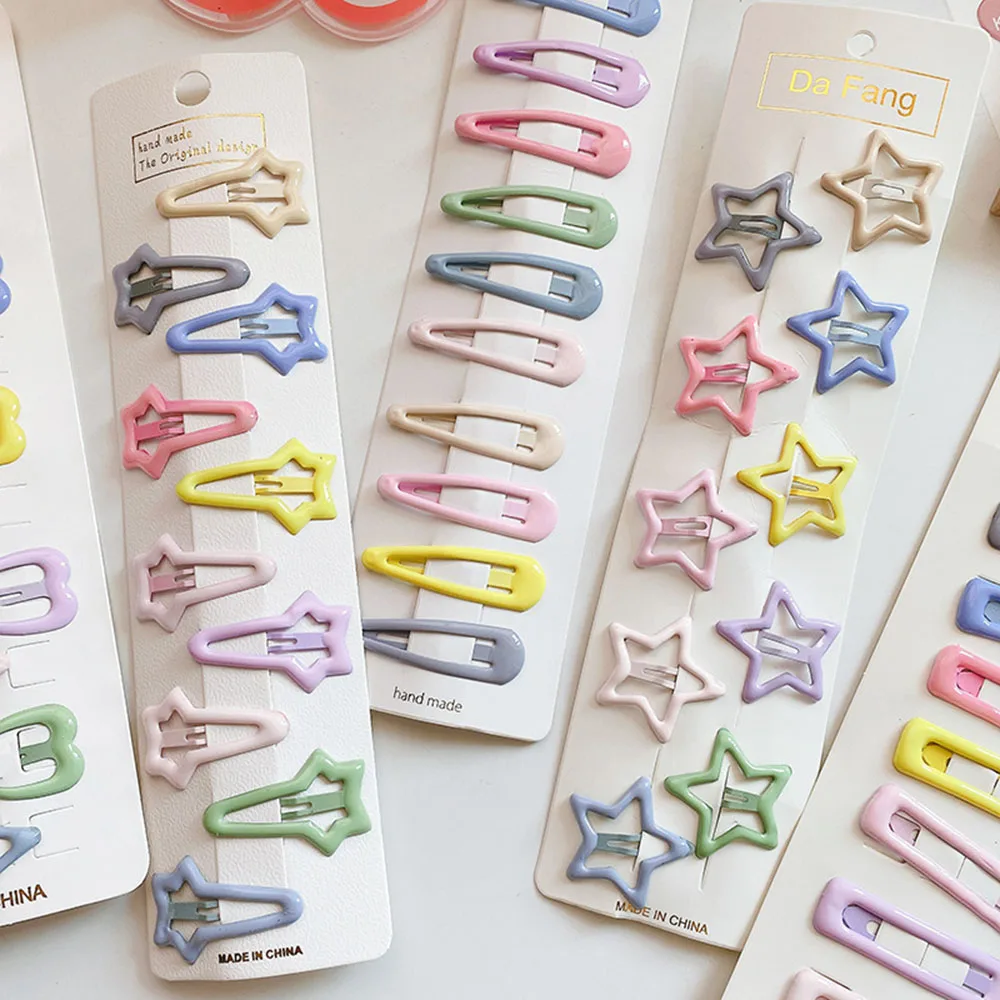 10Pcs/Lot Star Heart Hair Clip For Girls Mini BB Hairpins Barrettes Kids Headwear Baby Hair Accessories Gift