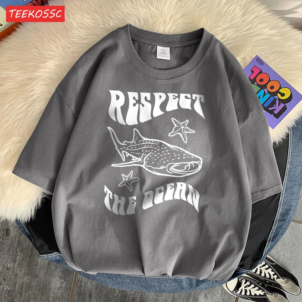 Respect The Ocean Protecting Whales Print Mans T-Shirts Fitting Oversized T-Shirt Leisure Soft Tshirt Pleasure Breathable Tops