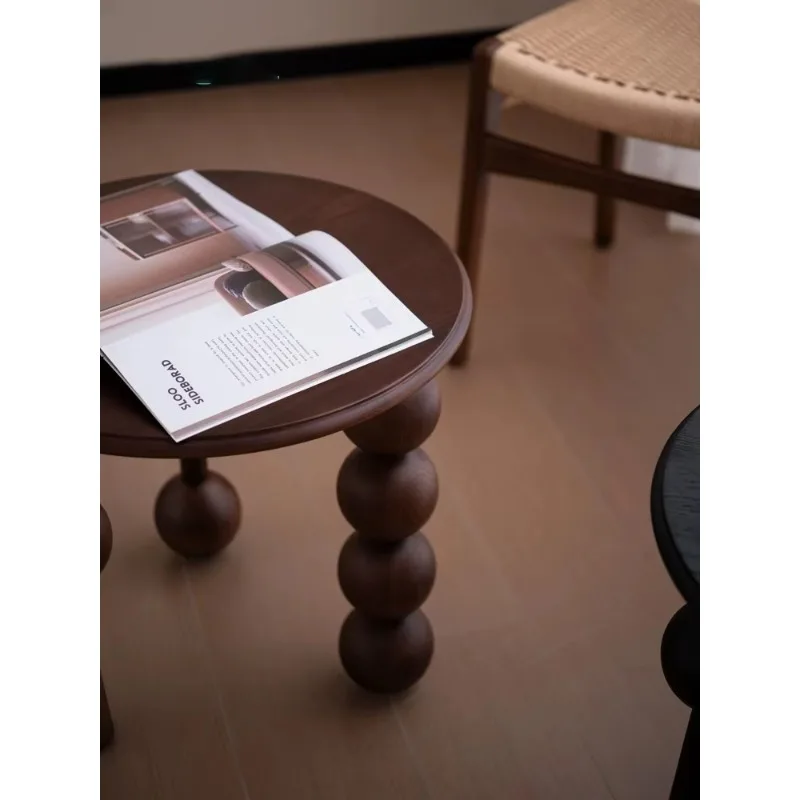 Middle Side a Few Solid Wood Small Round Table Design Sense French Retro Home Living Room Sofa Creative Side Table