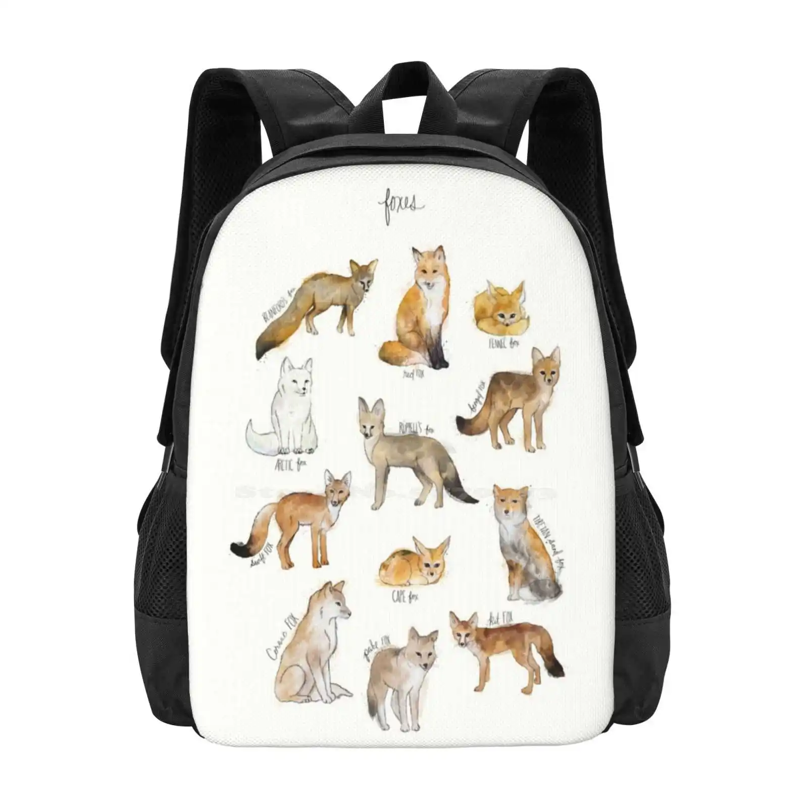 Foxes Pattern Design Bagpack School Bags Foxes Chart Series Animals Wildlife Forest Nature Fauna Woodland Creature Wilderness