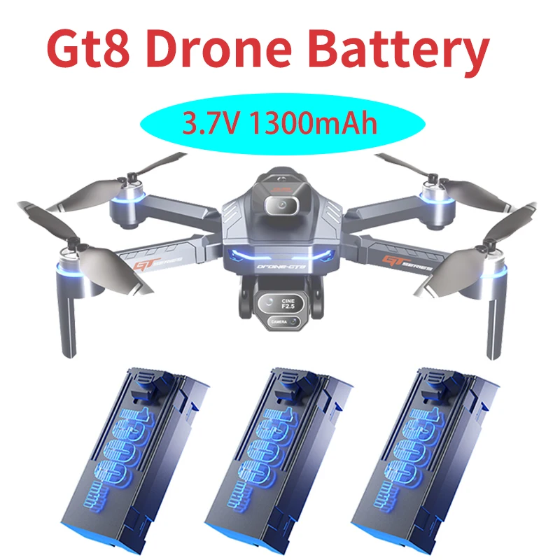 Original 3.7v 1300mah gt8 zangão bateria tela 4k profissional 8k bateria para gt8 rc quadcopter bateria de reposição acessórios peças