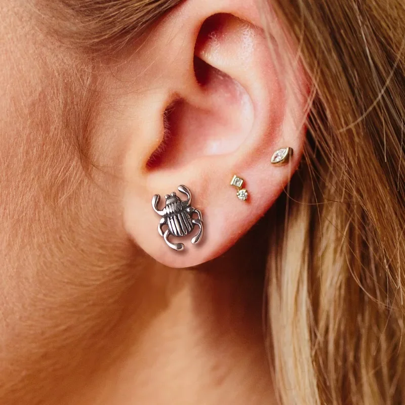 Stainless Steel Earrings Insect Beetle Stud Earrings for Men Women Dainty Accessaries Hot Sale Birthday Gifts for Friends